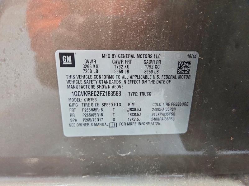 Продаж на аукціоні авто 2015 Chevrolet Silverado, vin: 1GCVKREC2FZ183588, номер лоту: 70896826