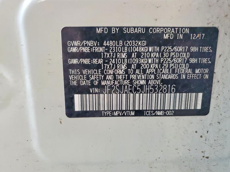 Продаж на аукціоні авто 2018 Subaru Forester, vin: JF2SJAEC5JH532816, номер лоту: 67548576