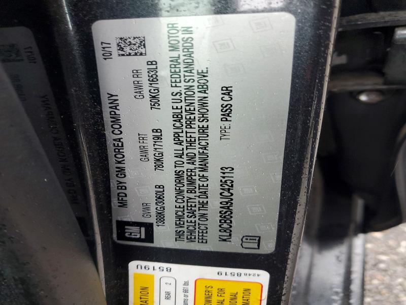 2018 Chevrolet Spark მანქანა იყიდება აუქციონზე, vin: KL8CB6SA9JC425113, აუქციონის ნომერი: 69965956
