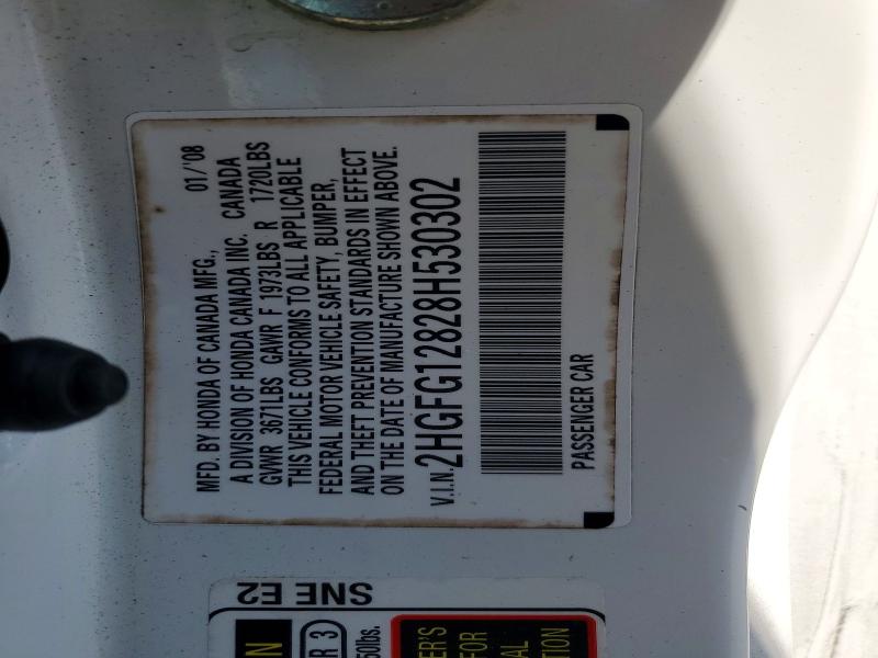 Продаж на аукціоні авто 2008 Honda Civic, vin: 2HGFG12828H530302, номер лоту: 68633746