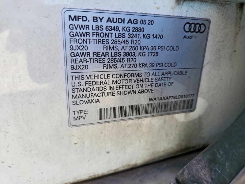 Aukcja sprzedaży 2020 Audi Q7, vin: WA1AXAF78LD010177, numer aukcji: 67463116