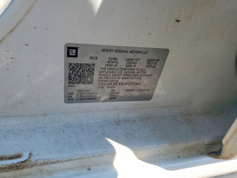 Продаж на аукціоні авто 2018 Chevrolet Silverado, vin: 1GC1KXEY2JF277401, номер лоту: 68779126