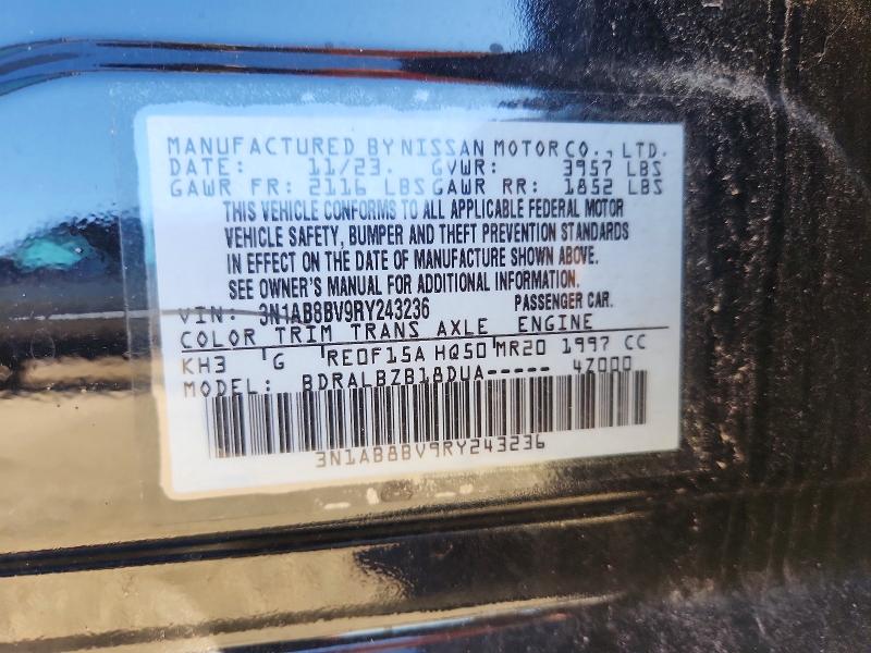 Aukcja sprzedaży 2024 Nissan Sentra, vin: 3N1AB8BV9RY243236, numer aukcji: 67509806