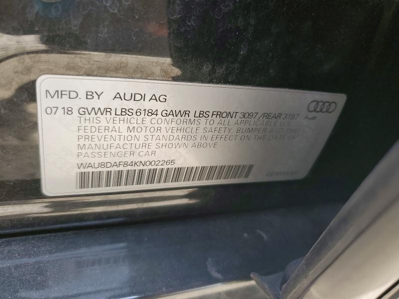 Aukcja sprzedaży 2019 Audi A8, vin: WAU8DAF84KN002265, numer aukcji: 71077886