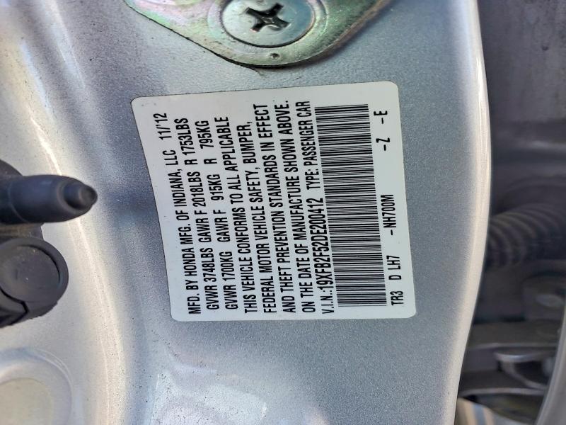 Продаж на аукціоні авто 2013 Honda Civic, vin: 19XFB2F52DE200412, номер лоту: 68544816