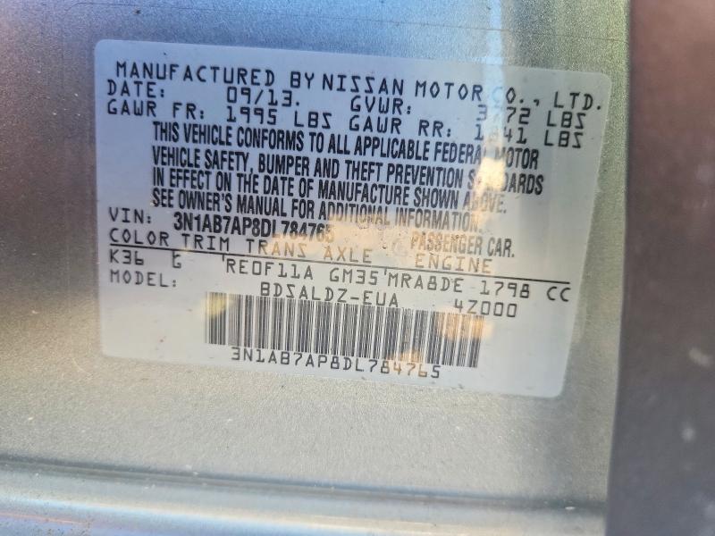 67167006 :رقم المزاد ، 3N1AB7AP8DL784765 vin ، 2013 Nissan Sentra مزاد بيع