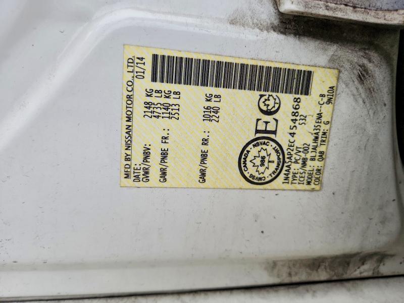 70634936 :رقم المزاد ، 1N4AA5AP2EC454868 vin ، 2014 Nissan Maxima مزاد بيع