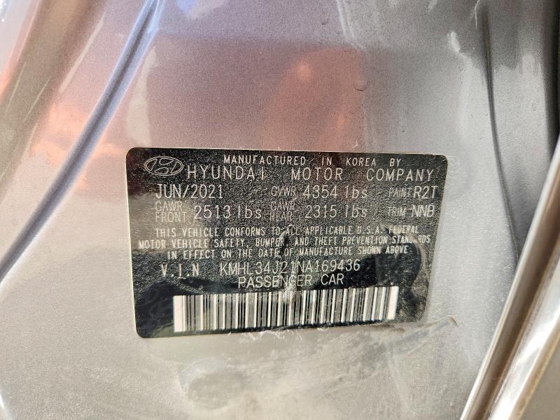 Продажа на аукционе авто 2022 Hyundai Sonata, vin: KMHL34J21NA169436, номер лота: 68872556