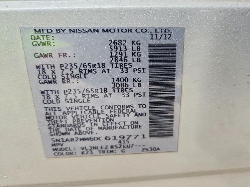 Aukcja sprzedaży 2013 Nissan Pathfinder, vin: 5N1AR2MM6DC619771, numer aukcji: 70217626