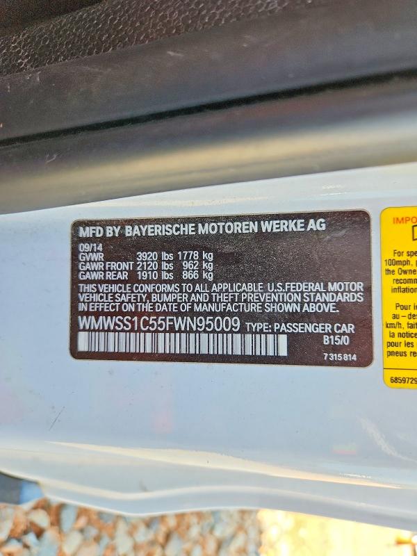 Aukcja sprzedaży 2015 Mini Cooper, vin: WMWSS1C55FWN95009, numer aukcji: 66557566