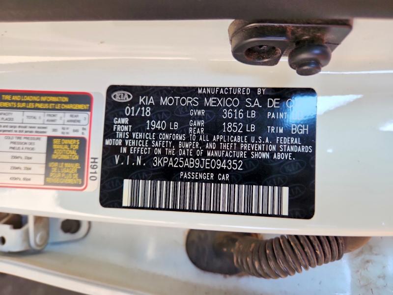 Auction sale of the 2018 Kia Rio 5-door, vin: 3KPA25AB9JE094352, lot number: 67205656