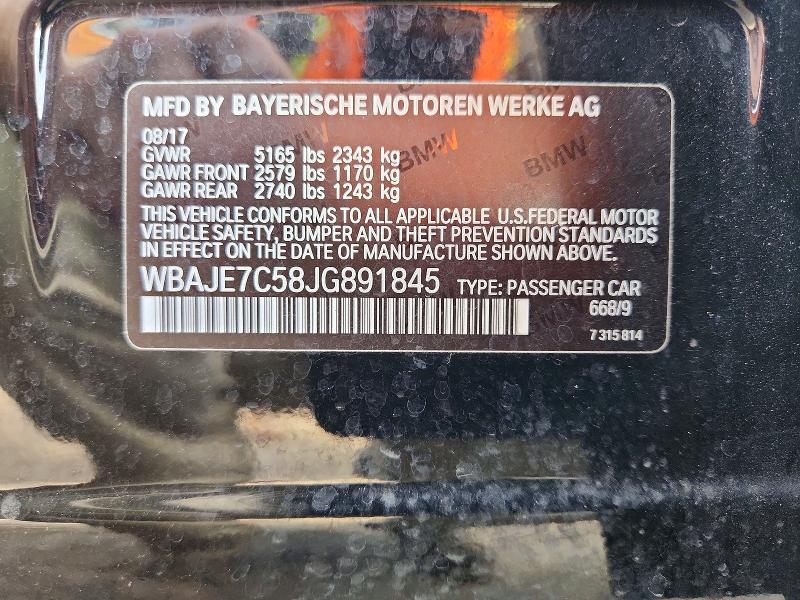 69348406 :رقم المزاد ، WBAJE7C58JG891845 vin ، 2018 Bmw 540 مزاد بيع
