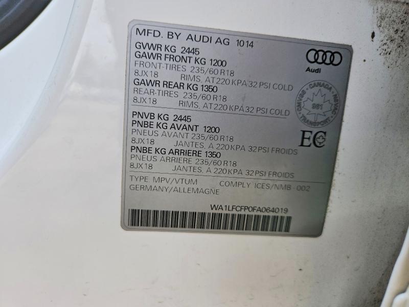 Aukcja sprzedaży 2015 Audi Q5, vin: WA1LFCFP0FA064019, numer aukcji: 70348436