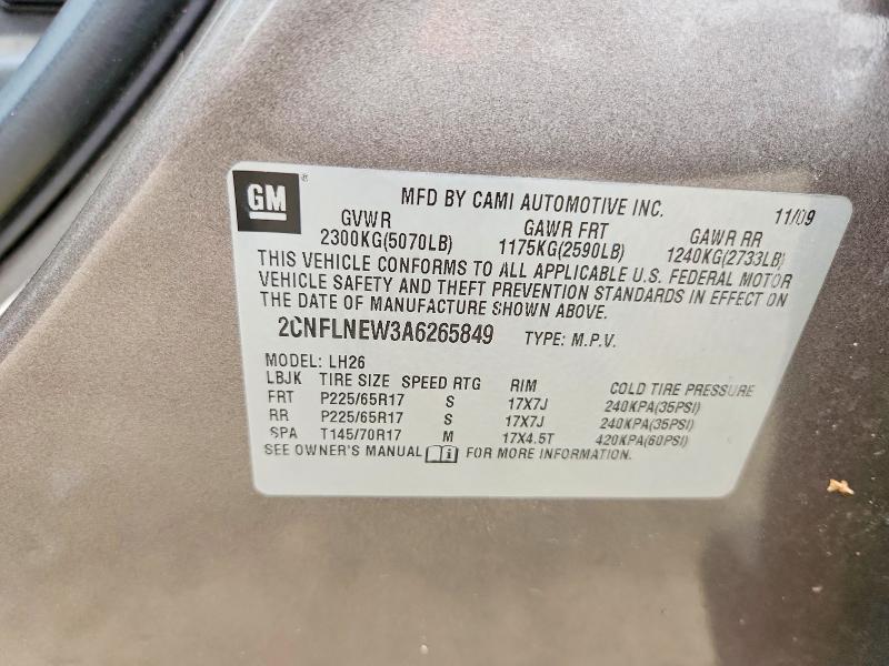 Aukcja sprzedaży 2010 Chevrolet Equinox, vin: 2CNFLNEW3A6265849, numer aukcji: 69589366