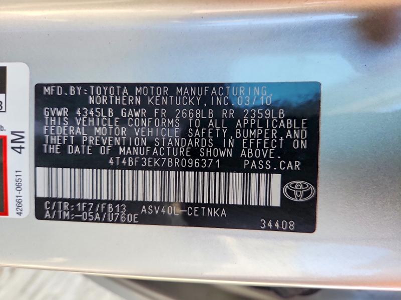 Продажа на аукционе авто 2011 Toyota Camry, vin: 4T4BF3EK7BR096371, номер лота: 71288016