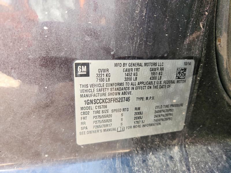 69285486 :رقم المزاد ، 1GNSCCKC3FR520746 vin ، 2015 Chevrolet Tahoe مزاد بيع