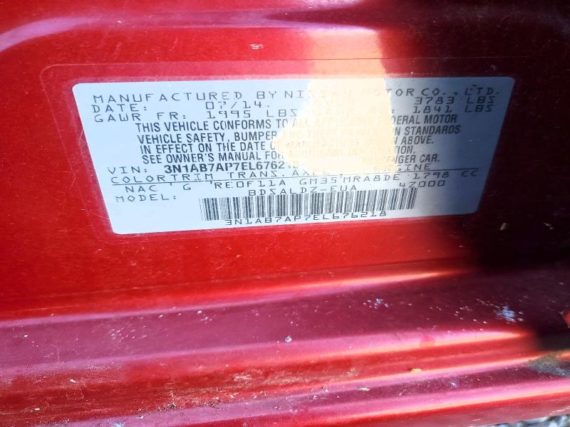 Aukcja sprzedaży 2014 Nissan Sentra, vin: 3N1AB7AP7EL676218, numer aukcji: 70804136