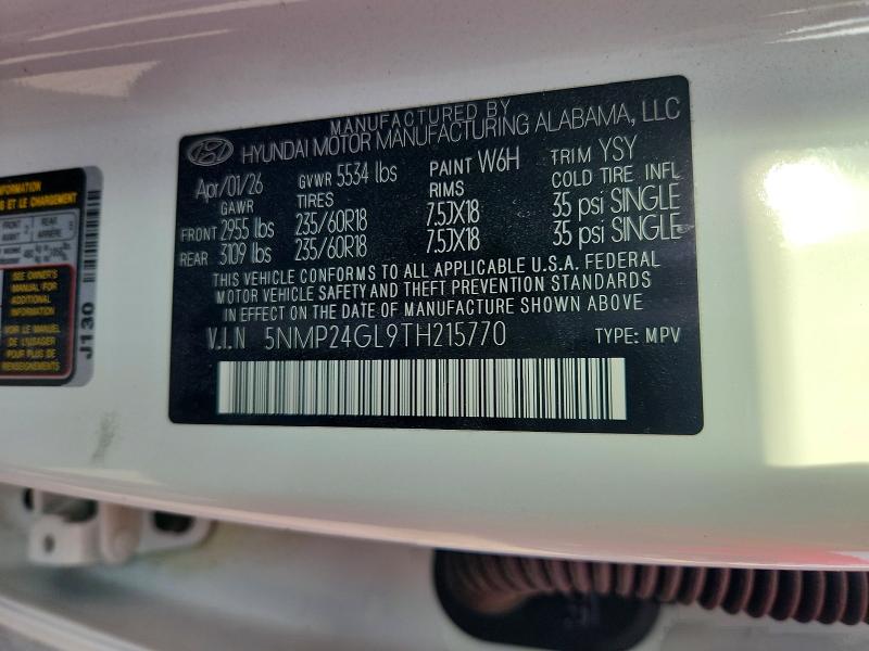 69398366 :رقم المزاد ، 5NMP24GL9TH215770 vin ، 2026 Hyundai Santa Fe مزاد بيع