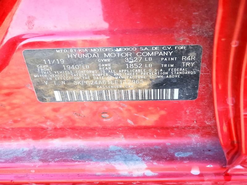 70507066 :رقم المزاد ، 3KPC24A61LE112965 vin ، 2020 Hyundai Accent مزاد بيع