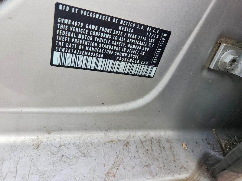 68658896 :رقم المزاد ، 3VW2K7AJ2EM403580 vin ، 2014 Volkswagen Jetta مزاد بيع