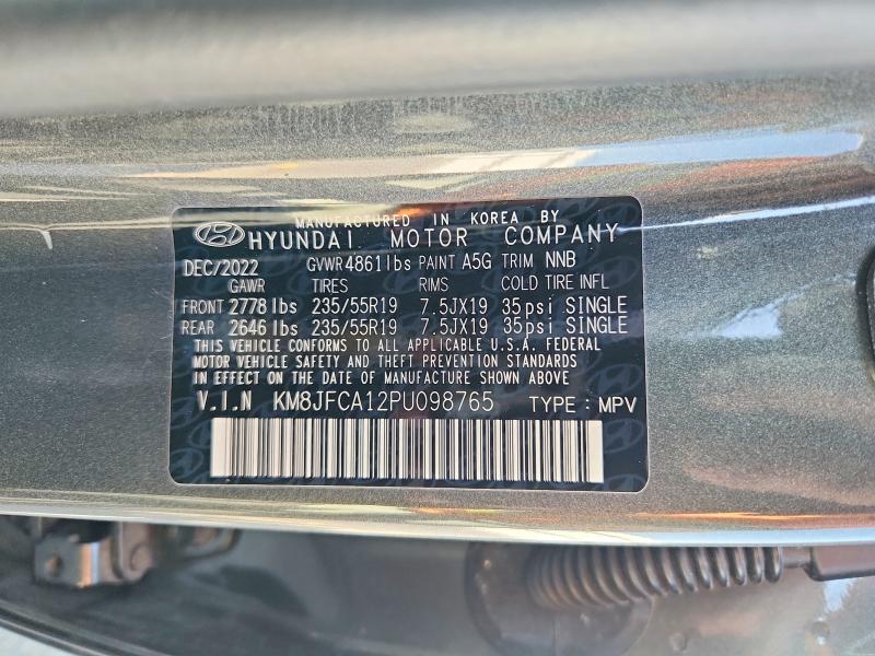 70384766 :رقم المزاد ، KM8JFCA12PU098765 vin ، 2023 Hyundai Tucson مزاد بيع