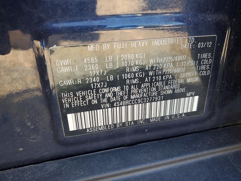 Продажа на аукционе авто 2012 Subaru Outback, vin: 4S4BRCCC9C3277931, номер лота: 68269376