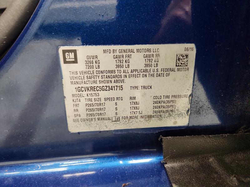 2016 Chevrolet Silverado მანქანა იყიდება აუქციონზე, vin: 1GCVKREC5GZ341715, აუქციონის ნომერი: 68485406