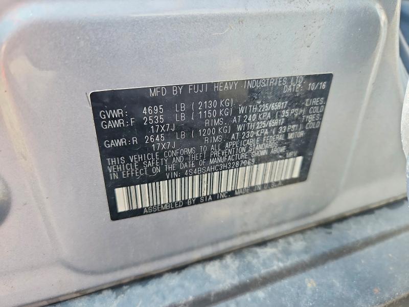 66120806 :رقم المزاد ، 4S4BSAHC3H3287069 vin ، 2017 Subaru Outback مزاد بيع