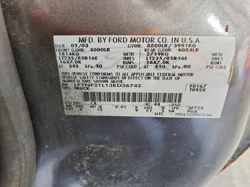 Aukcja sprzedaży 2003 Ford F250, vin: 1FTNF21L13ED36742, numer aukcji: 68329096