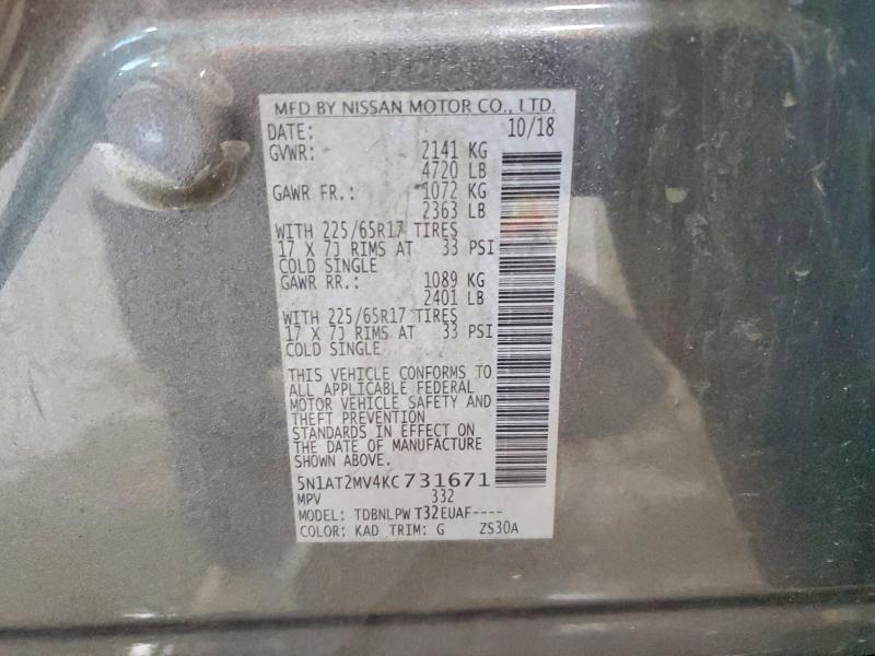 Aukcja sprzedaży 2019 Nissan Rogue, vin: 5N1AT2MV4KC731671, numer aukcji: 70402896