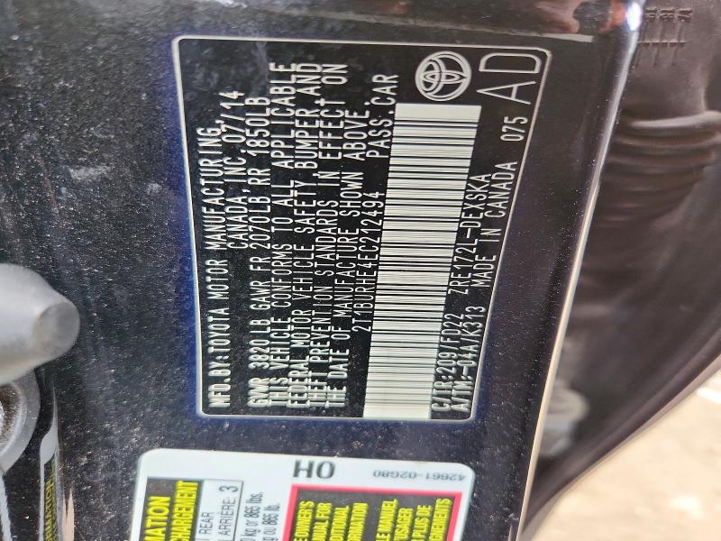 Продаж на аукціоні авто 2014 Toyota Corolla, vin: 2T1BURHE4EC212494, номер лоту: 69349466
