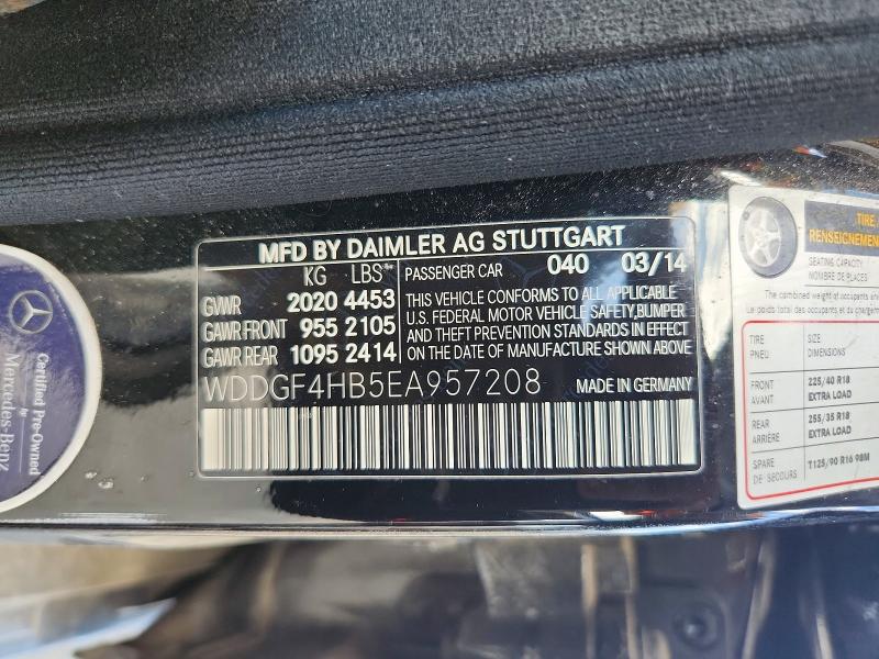 70019816 :رقم المزاد ، WDDGF4HB5EA957208 vin ، 2014 Mercedes-benz C مزاد بيع