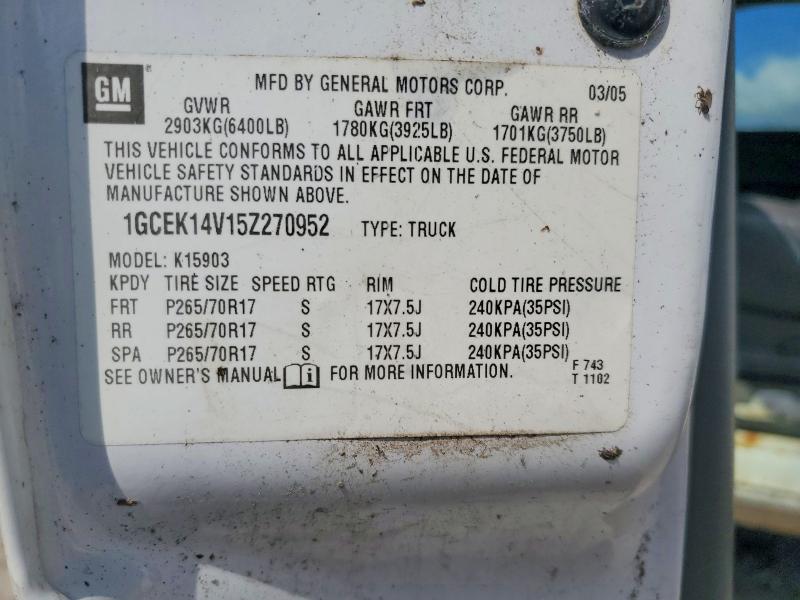 69004486 :رقم المزاد ، 1GCEK14V15Z270952 vin ، 2005 Chevrolet Silverado مزاد بيع