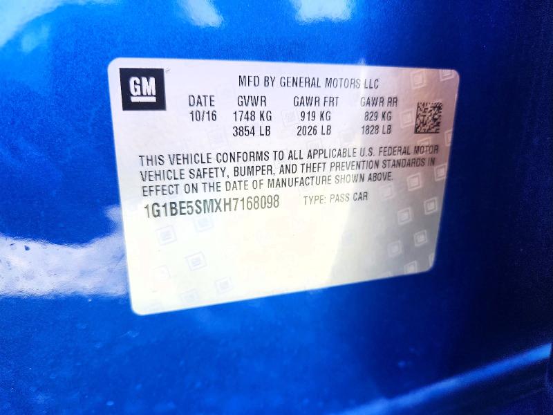Продаж на аукціоні авто 2017 Chevrolet Cruze, vin: 1G1BE5SMXH7168098, номер лоту: 69920326