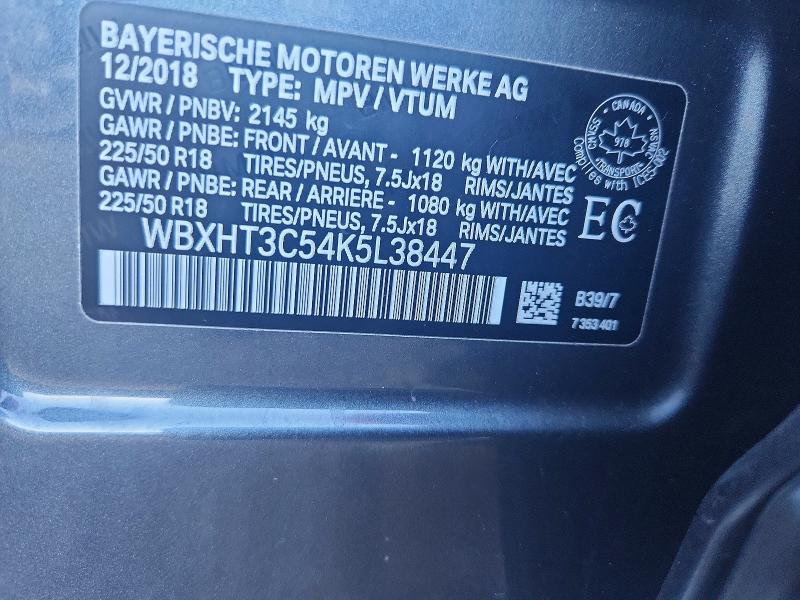 Aukcja sprzedaży 2019 Bmw X1, vin: WBXHT3C54K5L38447, numer aukcji: 68084486