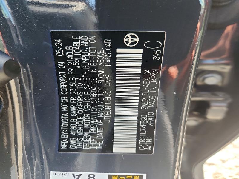 2024 Toyota Corolla Hybrid მანქანა იყიდება აუქციონზე, vin: JTDBDMHE8R3014339, აუქციონის ნომერი: 67829646