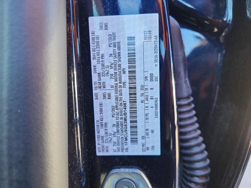 2021 Ford Escape მანქანა იყიდება აუქციონზე, vin: 1FMCU9G63MUB14987, აუქციონის ნომერი: 69141076