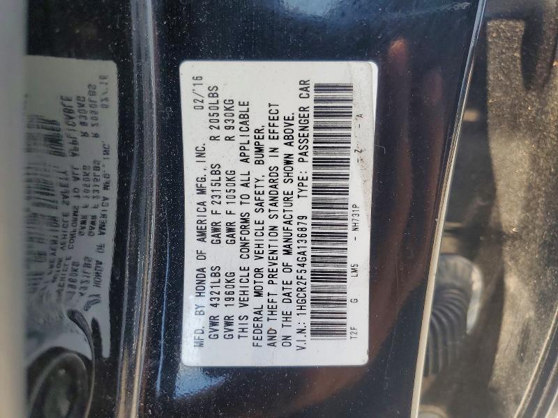 2016 Honda Accord მანქანა იყიდება აუქციონზე, vin: 1HGCR2F54GA136879, აუქციონის ნომერი: 67243486
