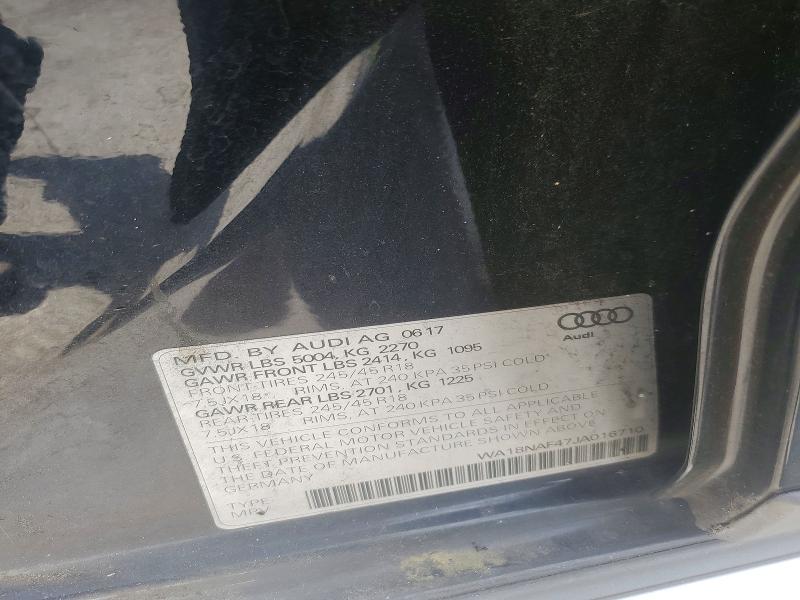 Aukcja sprzedaży 2018 Audi A4 Allroad, vin: WA18NAF47JA016710, numer aukcji: 69496486