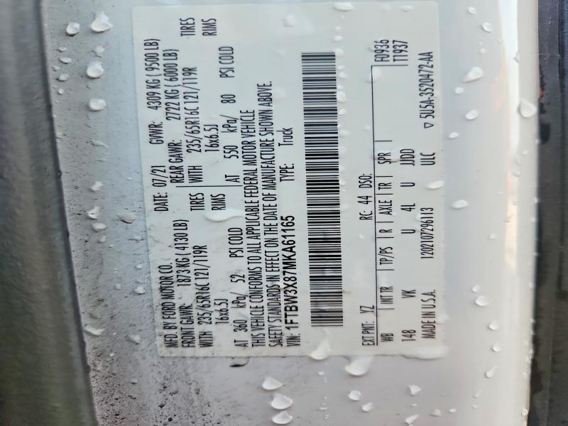2021 Ford Transit მანქანა იყიდება აუქციონზე, vin: 1FTBW3X87MKA61165, აუქციონის ნომერი: 73395116