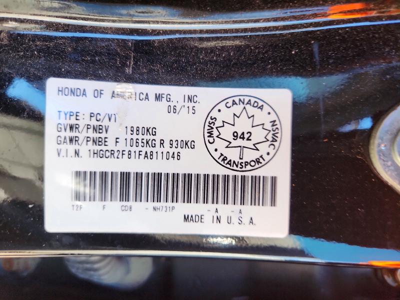 Продажа на аукционе авто 2015 Honda Accord, vin: 1HGCR2F81FA811046, номер лота: 67621996