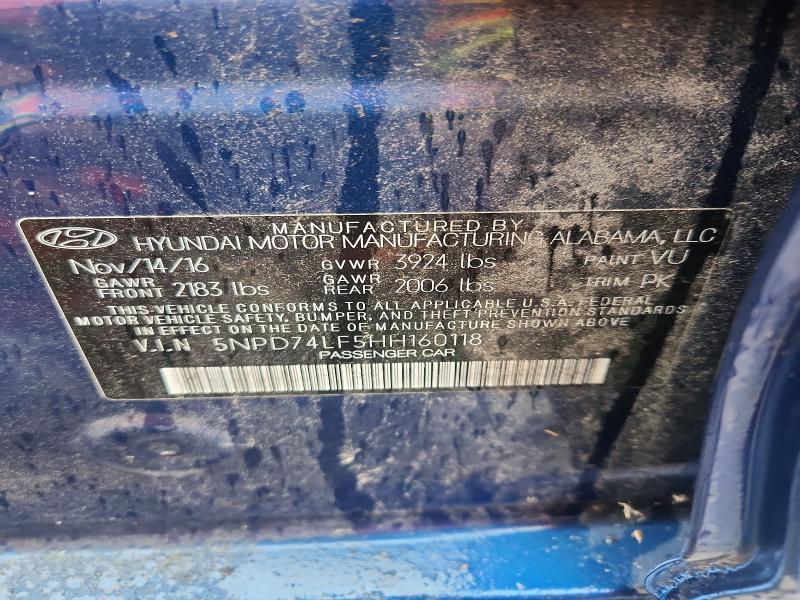 Продаж на аукціоні авто 2017 Hyundai Elantra, vin: 5NPD74LF5HH160118, номер лоту: 70263376
