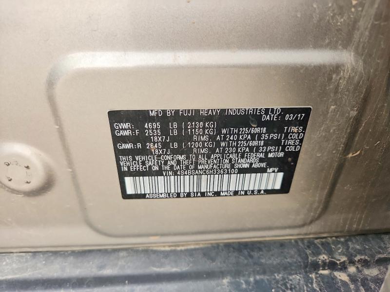 69934916 :رقم المزاد ، 4S4BSANC6H3363100 vin ، 2017 Subaru Outback مزاد بيع