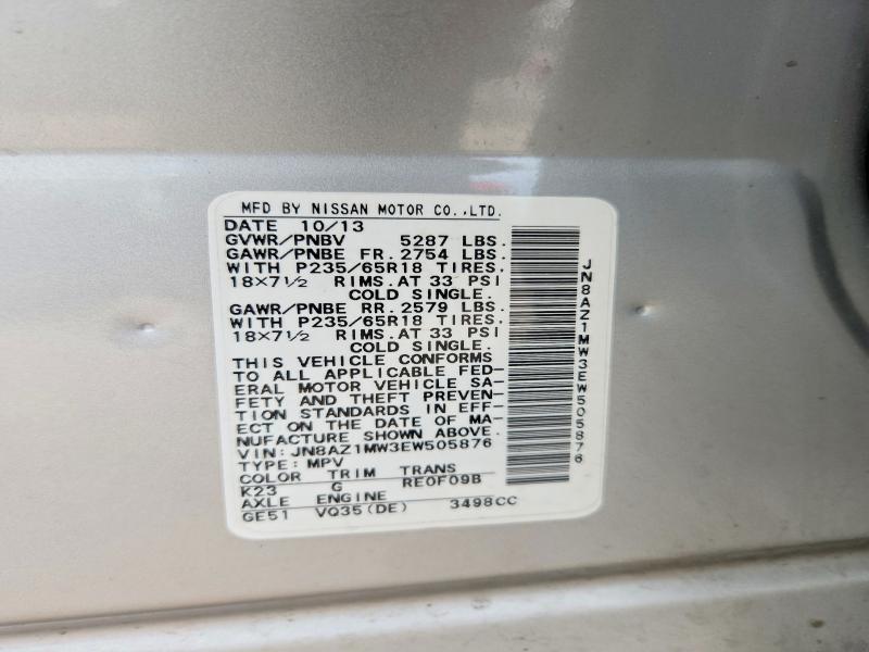 Продаж на аукціоні авто 2014 Nissan Murano, vin: JN8AZ1MW3EW505876, номер лоту: 67727076
