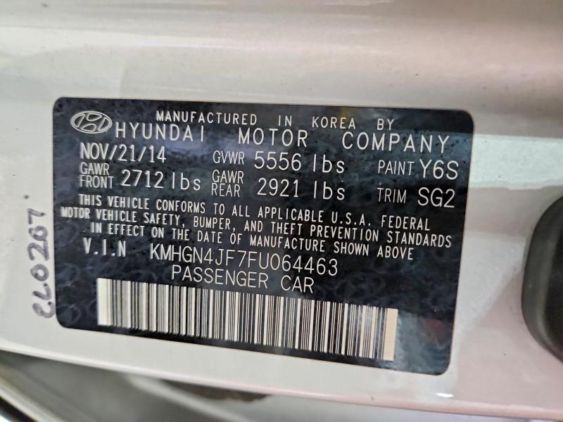 Aukcja sprzedaży 2015 Hyundai Genesis, vin: KMHGN4JF7FU064463, numer aukcji: 68107696