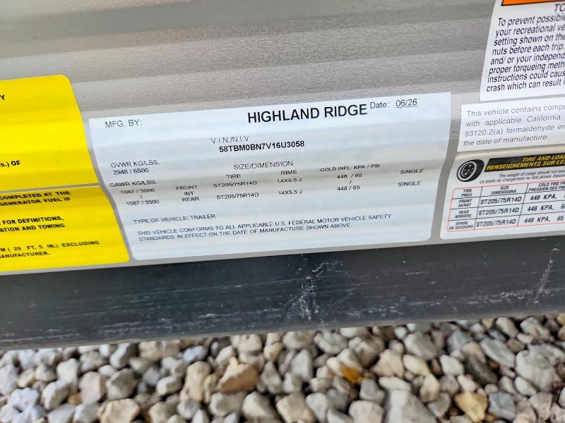 2027 Open Range Travel Trailer მანქანა იყიდება აუქციონზე, vin: 58TBM0BN7V16U3058, აუქციონის ნომერი: 69214216