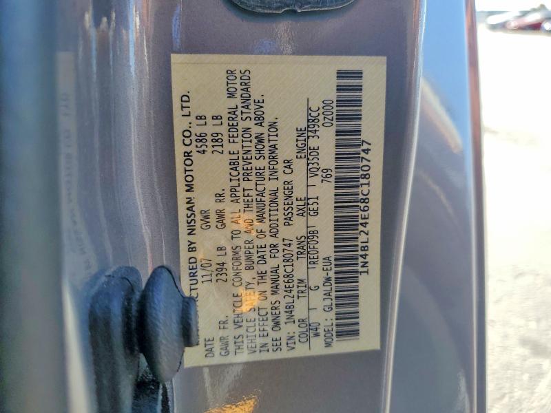 Aukcja sprzedaży 2008 Nissan Altima, vin: 1N4BL24E68C180747, numer aukcji: 68421606