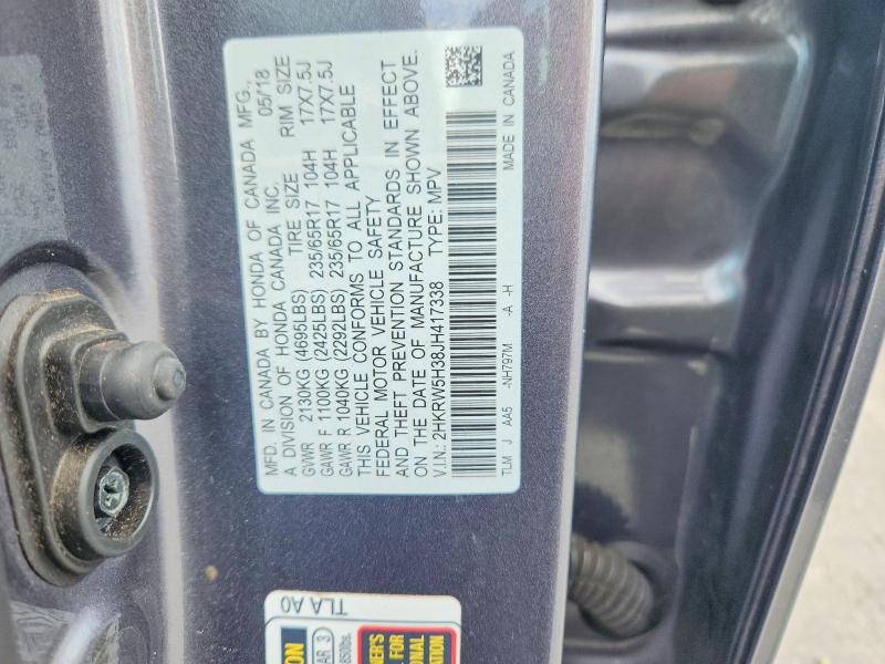 Auction sale of the 2018 Honda Cr-v, vin: 2HKRW5H38JH417338, lot number: 70032446
