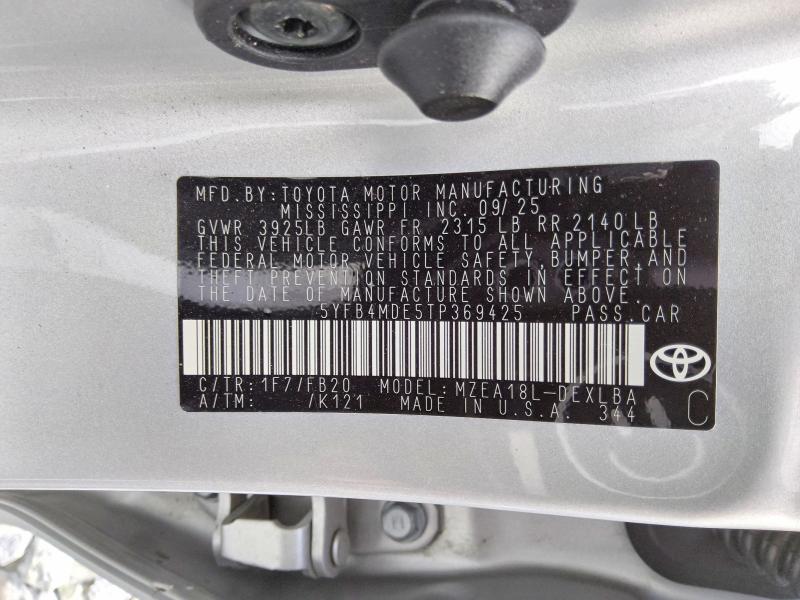 Продажа на аукционе авто 2026 Toyota Corolla, vin: 5YFB4MDE5TP369425, номер лота: 69754646
