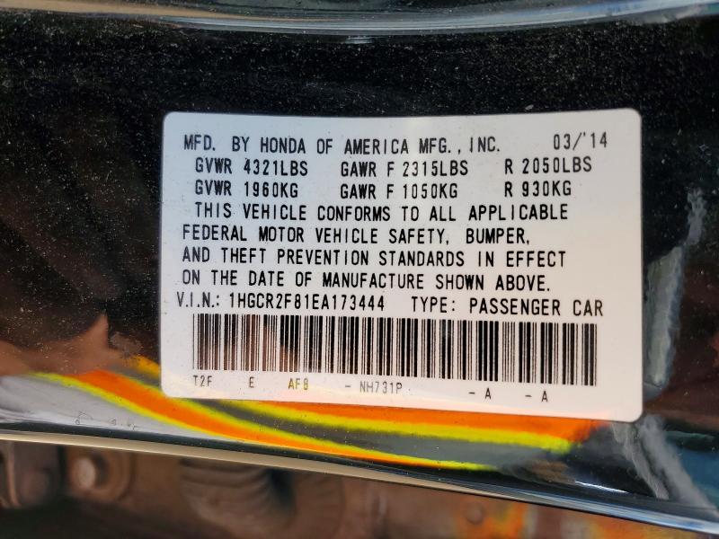 2014 Honda Accord მანქანა იყიდება აუქციონზე, vin: 1HGCR2F81EA173444, აუქციონის ნომერი: 67708546